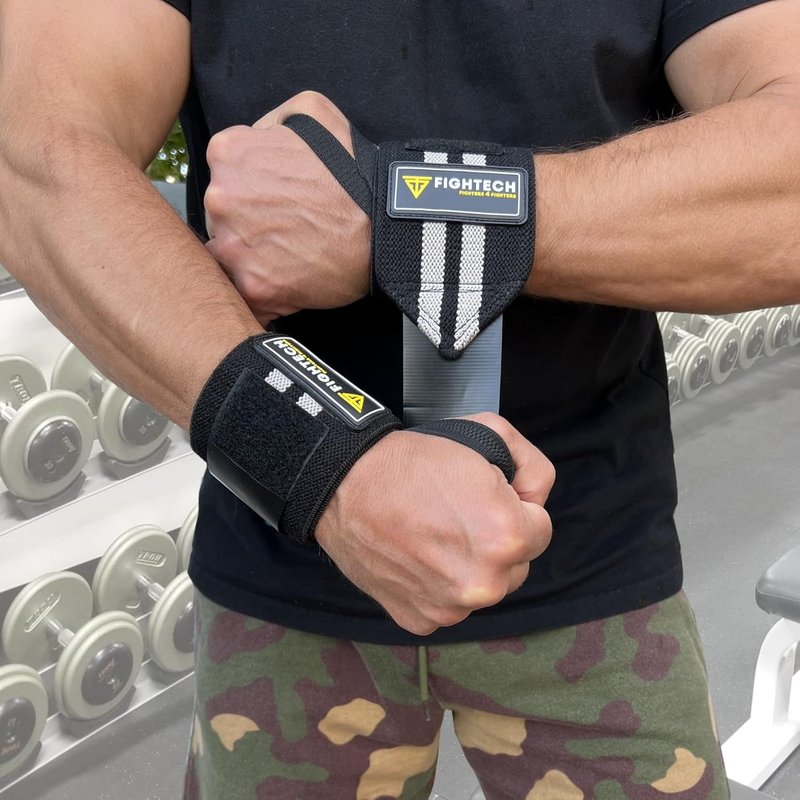 FIGHTECH Wrist Wraps for Weightlifting - 18-Inch Professional Grade for Powerlifting & Strength Training | Black
