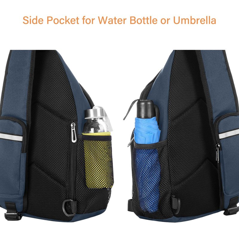 MOSISO Sling Backpack Bag, Crossbody Shoulder Bag Travel Hiking Daypack Chest Bag with Front Square Pocket&USB Charging Port, Haze Blue