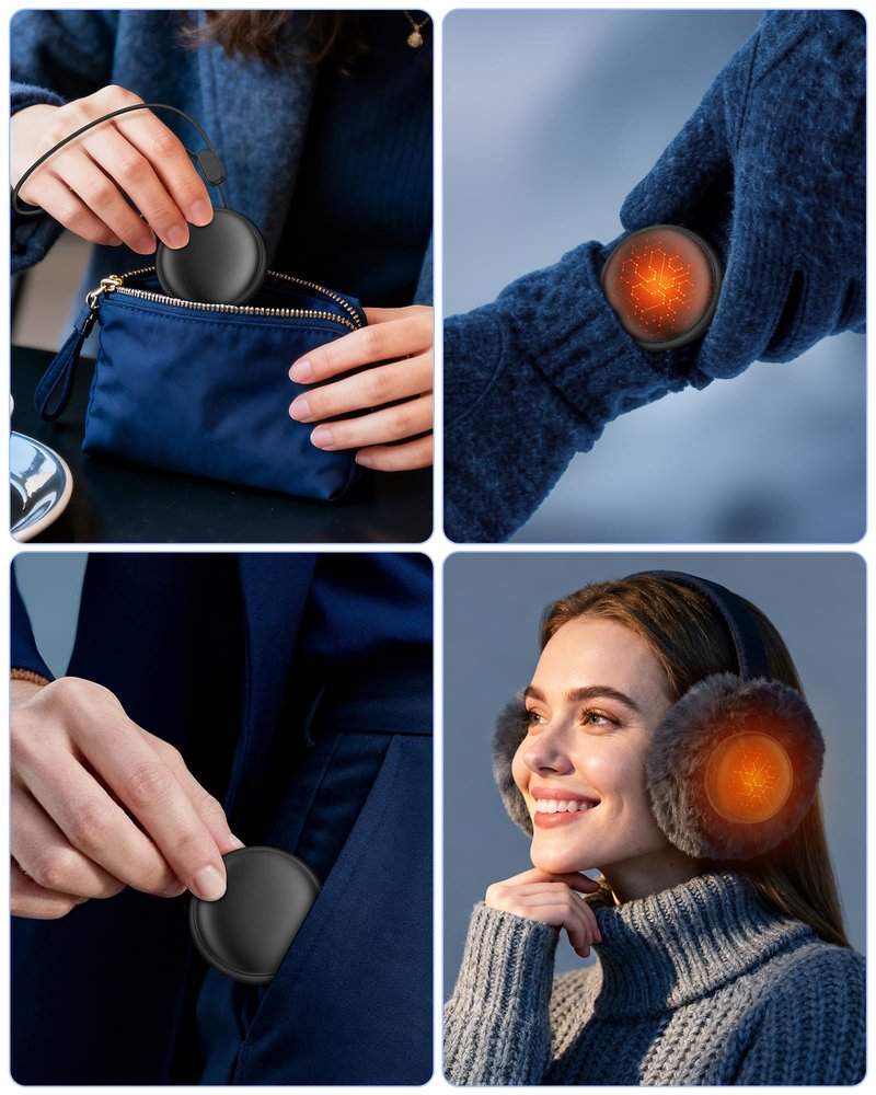 Pocket Size Hand Warmers Rechargeable 2 Pack,20Hrs Long Safe Heat,0.5S Instant Heating,Ultra Thin Electric Hand Warmers,5 Levels Heating Fits in Gloves, Hunting Camping Hiking Essentials