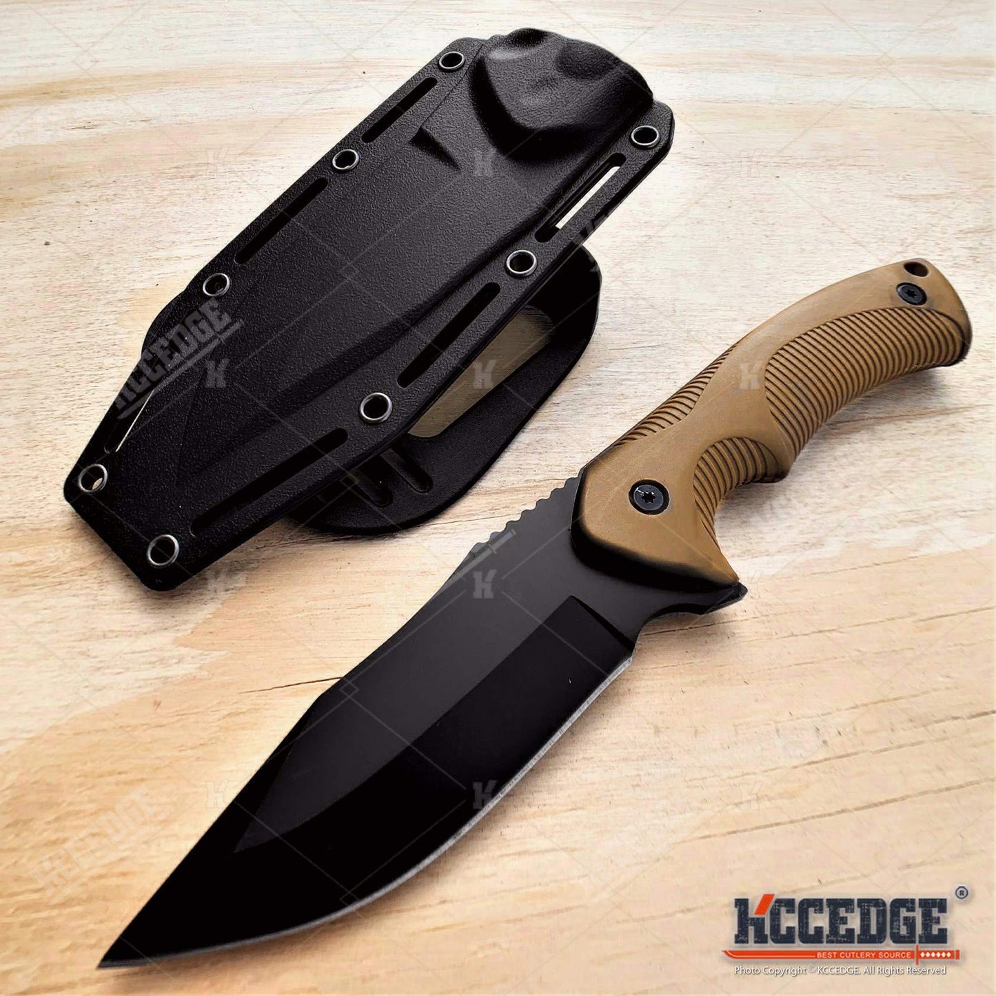 Tactical Knife Hunting Knife Survival Knife 9" Full Tang Fixed Blade Knives Camping Accessories Camping Gear Survival Kit Survival Gear And Equipment Tactical Gear 80213 (Coyote Brown)