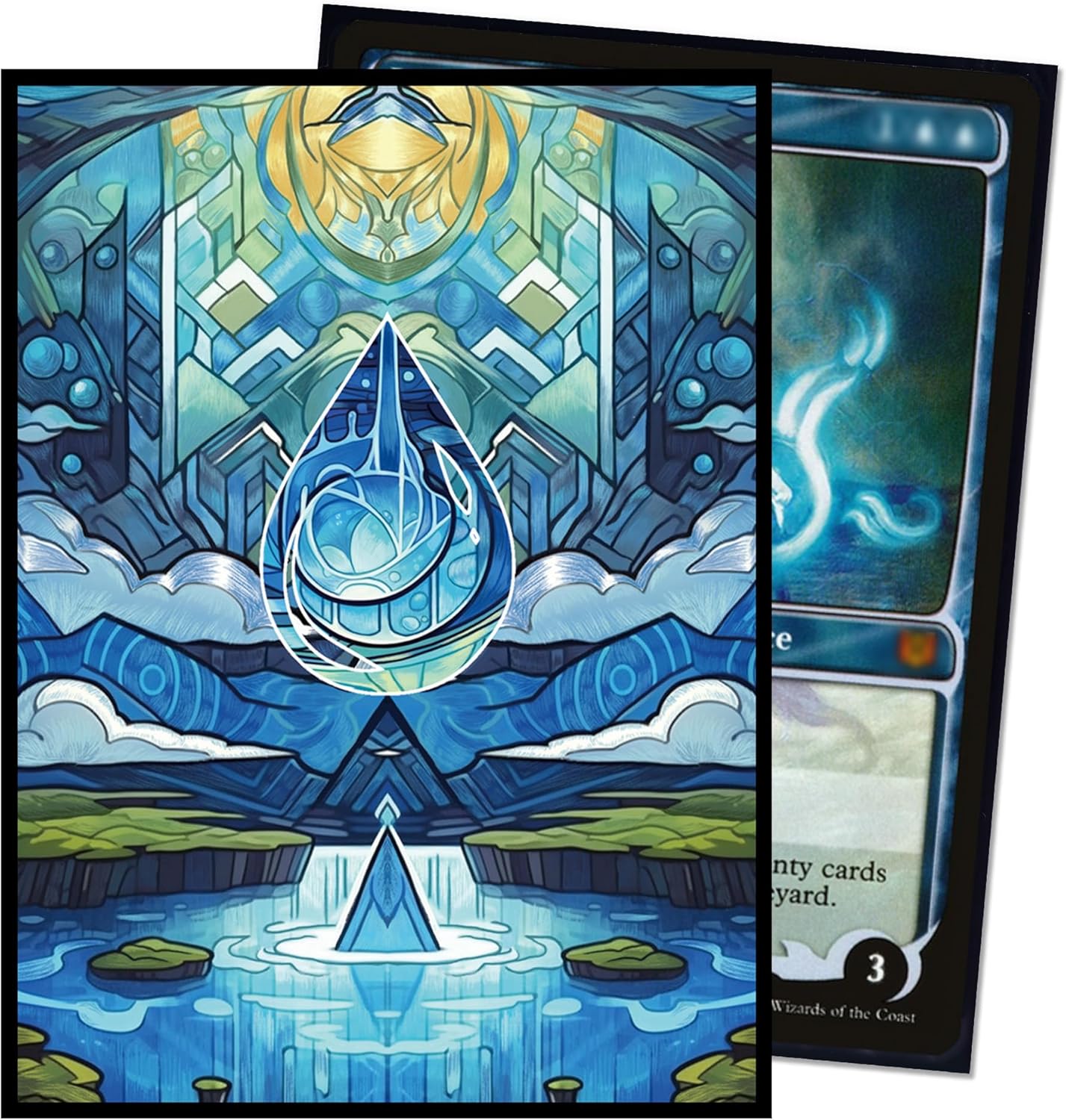 MTG Card Sleeves - 100ct Clear Front & Matte Textured Back - Island Art Deck Protector for Magic The Gathering