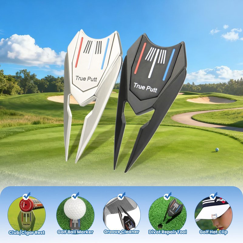 ETOFIXEE Golf Divot Tool Gift Set - 1 Divot Tool, 1 Ball Marker, 1 Hat Clip | Golf Repair Tool Kit for Men & Women | Premium Golf Accessories Set | Ideal Golf Gift for Golfers (Black)