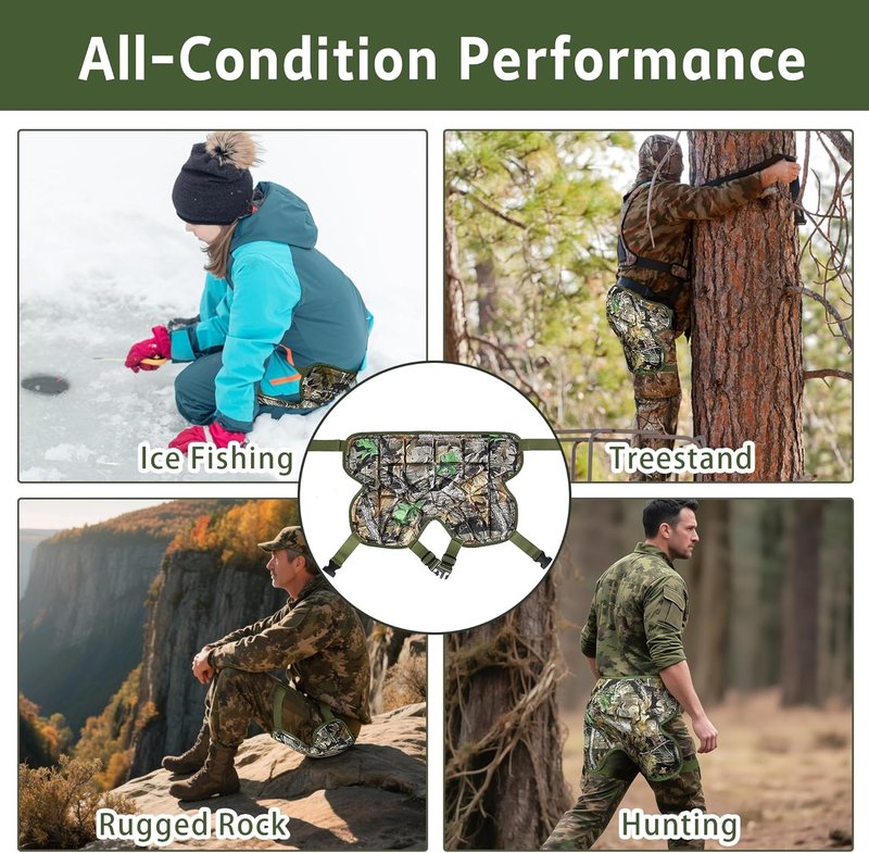 Wearable Hunting Seat Cushion - 22.8'' x 14.5'' Lightweight EVA Foam Pad | Portable Camo Outdoor Seat for Hiking, Ice Fishing, Rock Climbing
