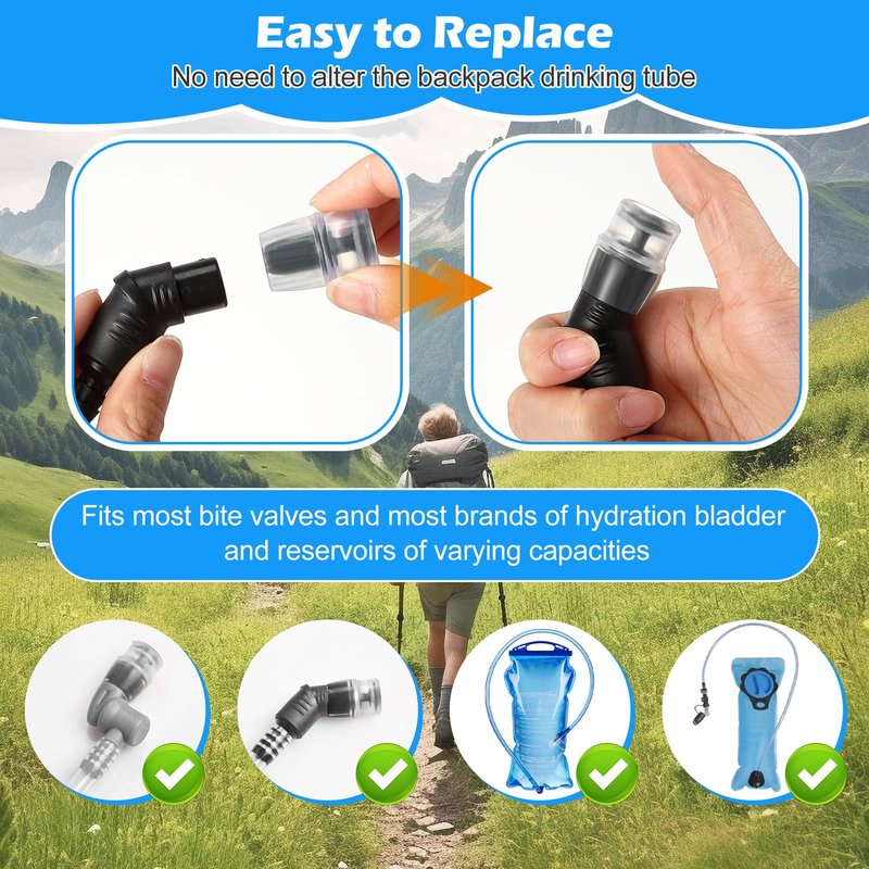 Enhon 6 Pack Bite Valve Replacement Sheath for Water Bladder, Compatible with Osprey Packs Hydraulics Reservoirs, Hydration Pack Bite Valve Silicone Nozzle Mouthpiece Replacement (Black)