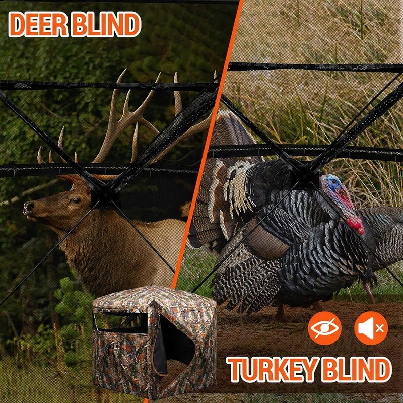 Hunting Blind - 270/360° See-Through Camouflage Tent for 2-3 People | Easy-Fold Portable Shelter with Carrying Bag