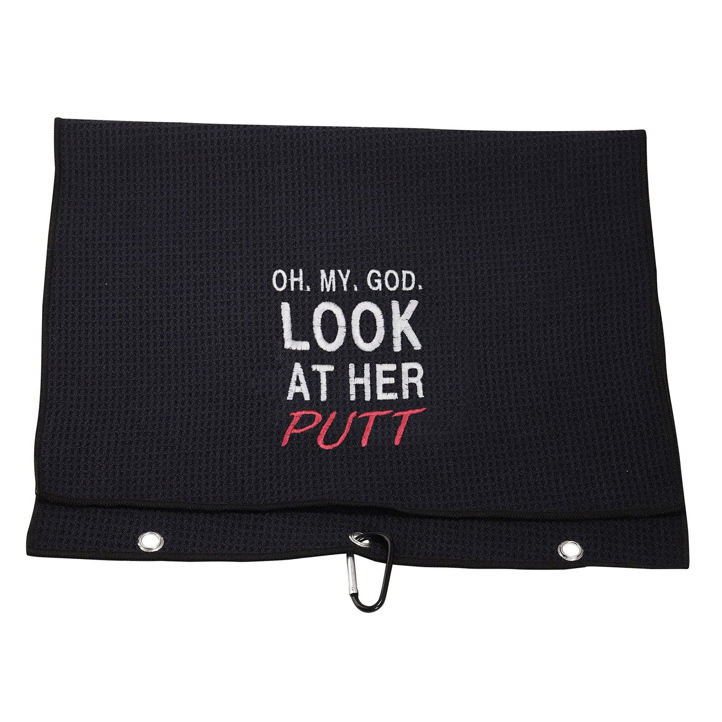 JXGZSO Funny Golf Towels Oh My God Look at Her Putt Embroidered Golf Towels for Golf Bags with Clip (My God Look At T)