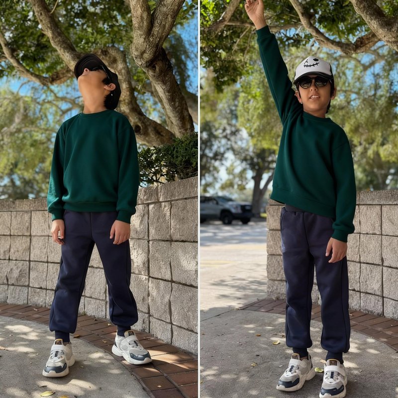 BIG ELEPHANT Boys Girls Fleece Lined Sweatpants, Winter Warm Soft Cotton Elastic Waist Kids Jogger Pants with Pockets