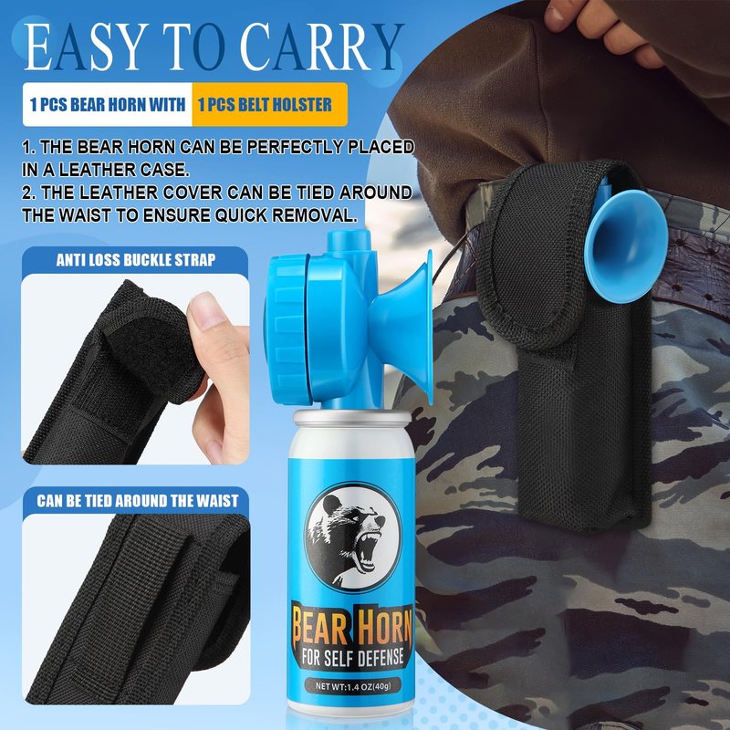 1.4oz Bear Horn Self Defense 123dB Loud Air Horn Audible up to 1/2 Mile Safety Air Horn for Wild Animals Bear Alarm for Hiking Climbing Camping and Outdoor Protection (1)