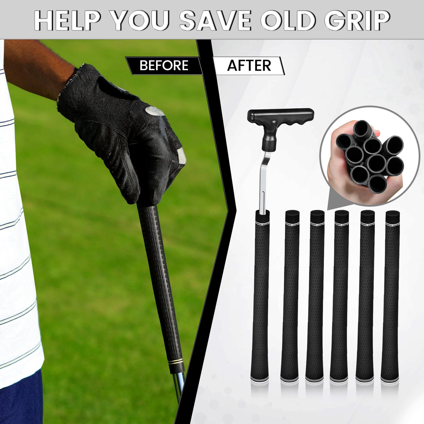 Seticek Golf Grip Removal Tool, 12" V-Groove Grip Remover Saver Gripping Tool,High-Carbon Steel Golf Club Grip Remover Tool,Golf Gifts for Men