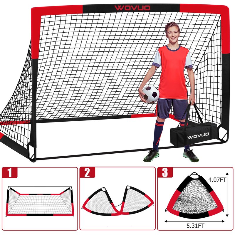 Soccer Goals for Backyard Set of 2, 6x4 ft Portable Soccer Goal Training Equipment with Soccer Target, Ball, Cones, Soccer Net for Age 3-5 6-8 8-12 10-12-14 Outdoor Sports Games Gift
