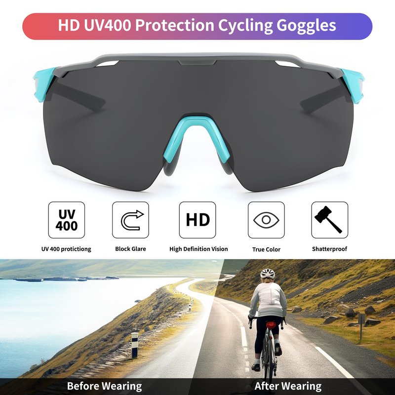 FEISEDY Sports Sunglasses for Men Women,Driving Fishing Cycling Mountain Sunglasses UV400 Protection B0149