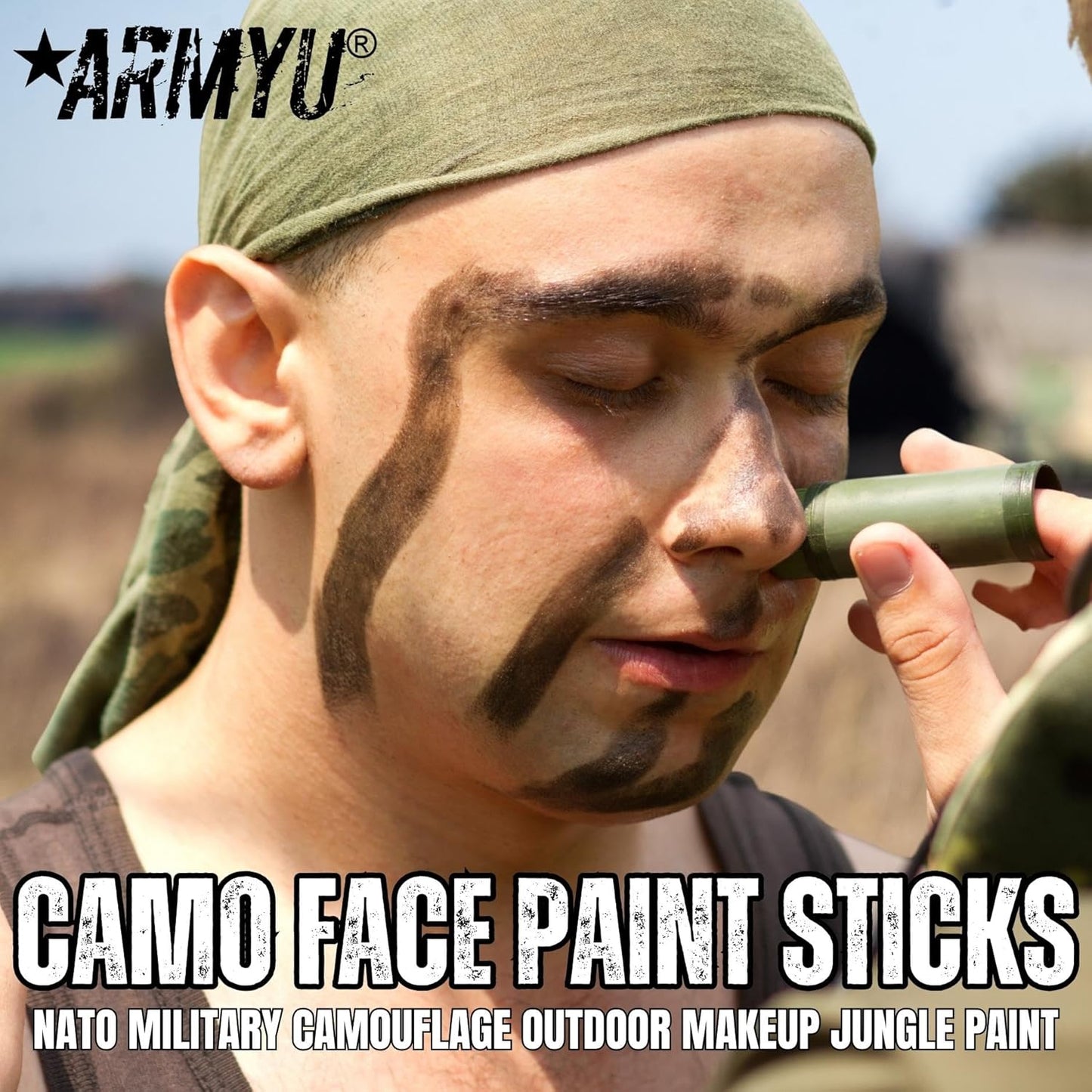 Camo Face Paint Sticks - NATO Camouflage Military Makeup in Black & Olive Drab | Versatile 2-Color Set