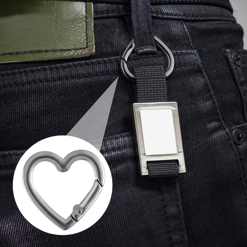 HINZIC 4pcs Heart Shaped Keychain Clip, Zinc Alloy Heavy Duty Heart Keychain Clip, Spring Snap Clasp Hook for Camping Hiking Fishing Traveling- Gold