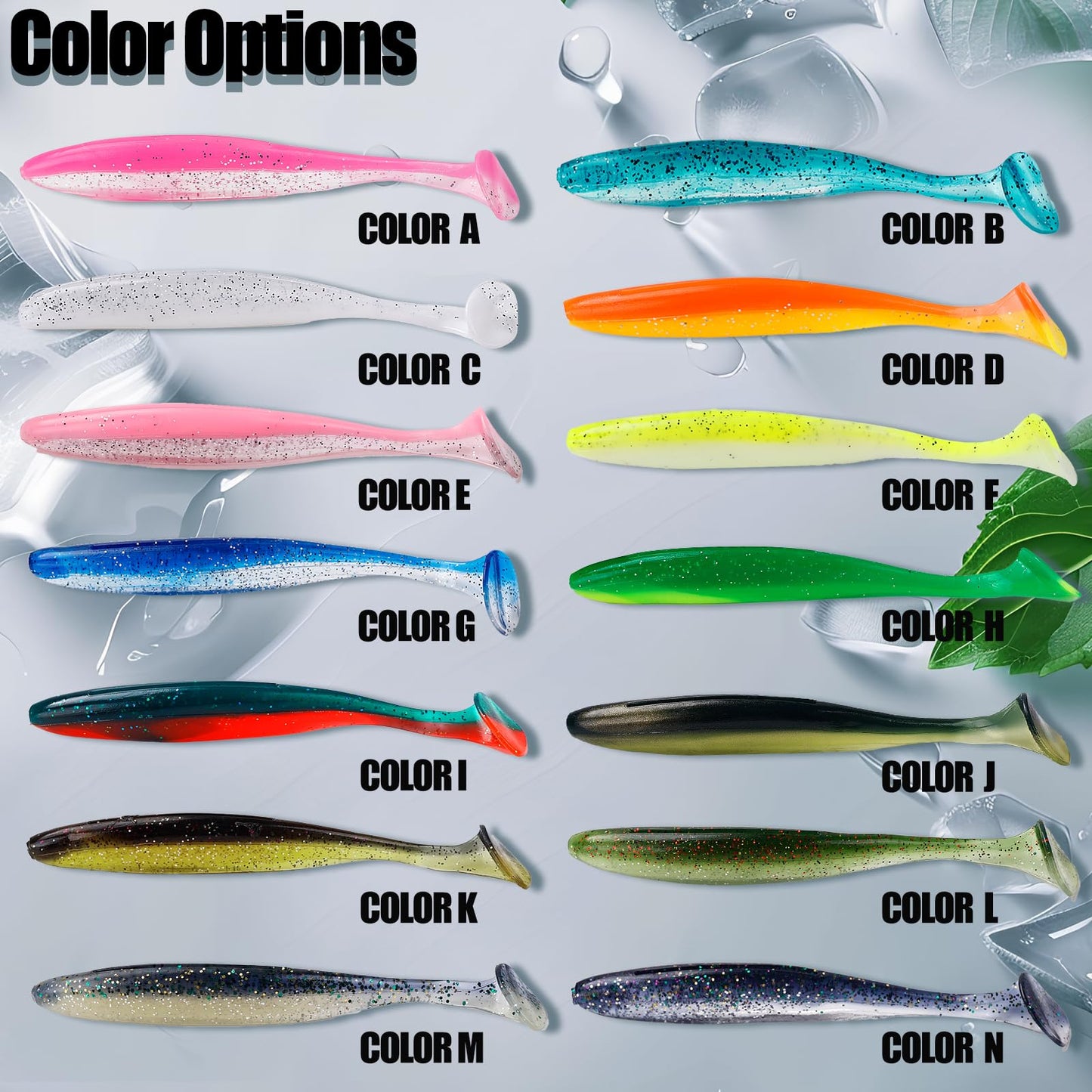 Balifly Paddle Tail Swimbaits FS/RE-10(Color N,7cm,50pcs)