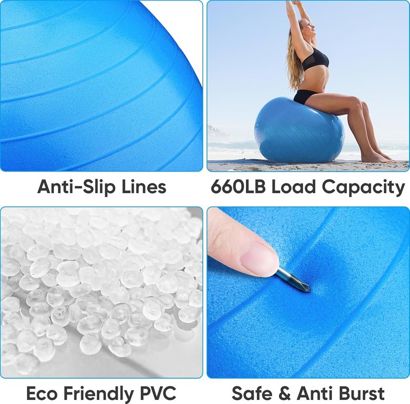 APEXUP Yoga Ball - Anti-Slip Heavy Duty Exercise Ball for Fitness, Balance & Core Workout | 5 Sizes Available