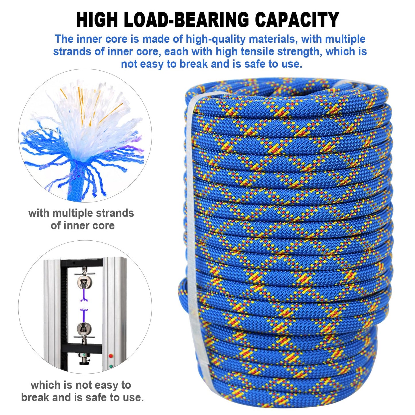Meyoppm Braided Polyester Arborist Rigging Rope (3/8 inch x 150 feet), High Strength Arborist Rigging Rope for Outdoor Rock Climbing, Mountain Climbing, Hiking, etc