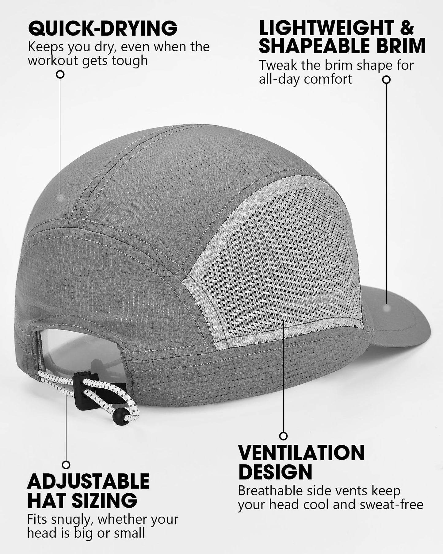 GXCROR Performance Baseball Cap for Men & Women - UPF 50+ Running Hat, Lightweight Quick-Dry Sports Hat for Golf, Hiking, Gym
