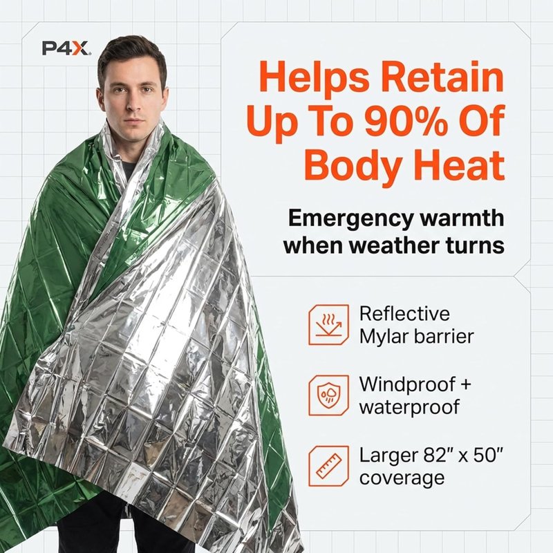 Mylar Emergency Blankets 8-Pack - Waterproof, Rip-Resistant Survival Gear | Thermal Blankets for Outdoor Use