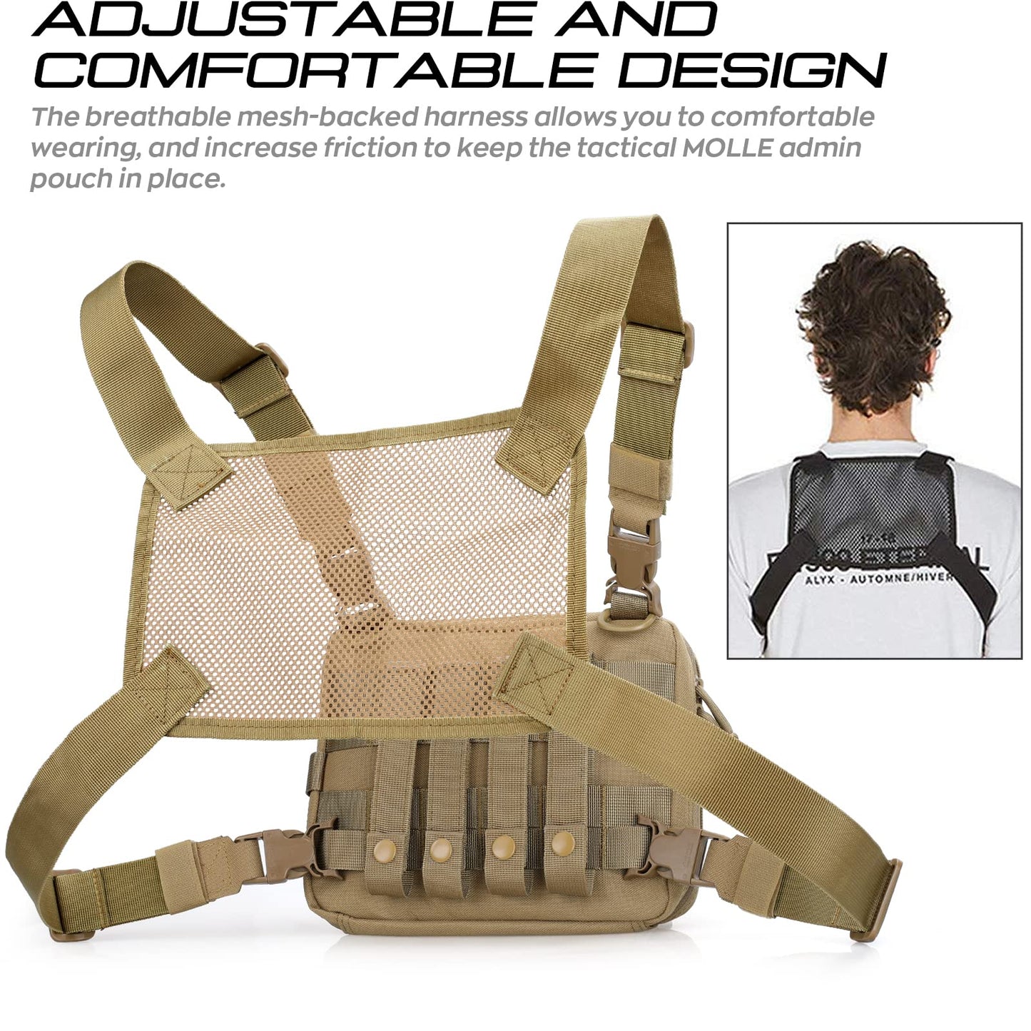 WYNEX Tactical Mag Admin Pouch, Molle Utility Tool Pouch Medical EMT Organizer with Triple Stacker Magazine Holder for M4 M16 Patch Included