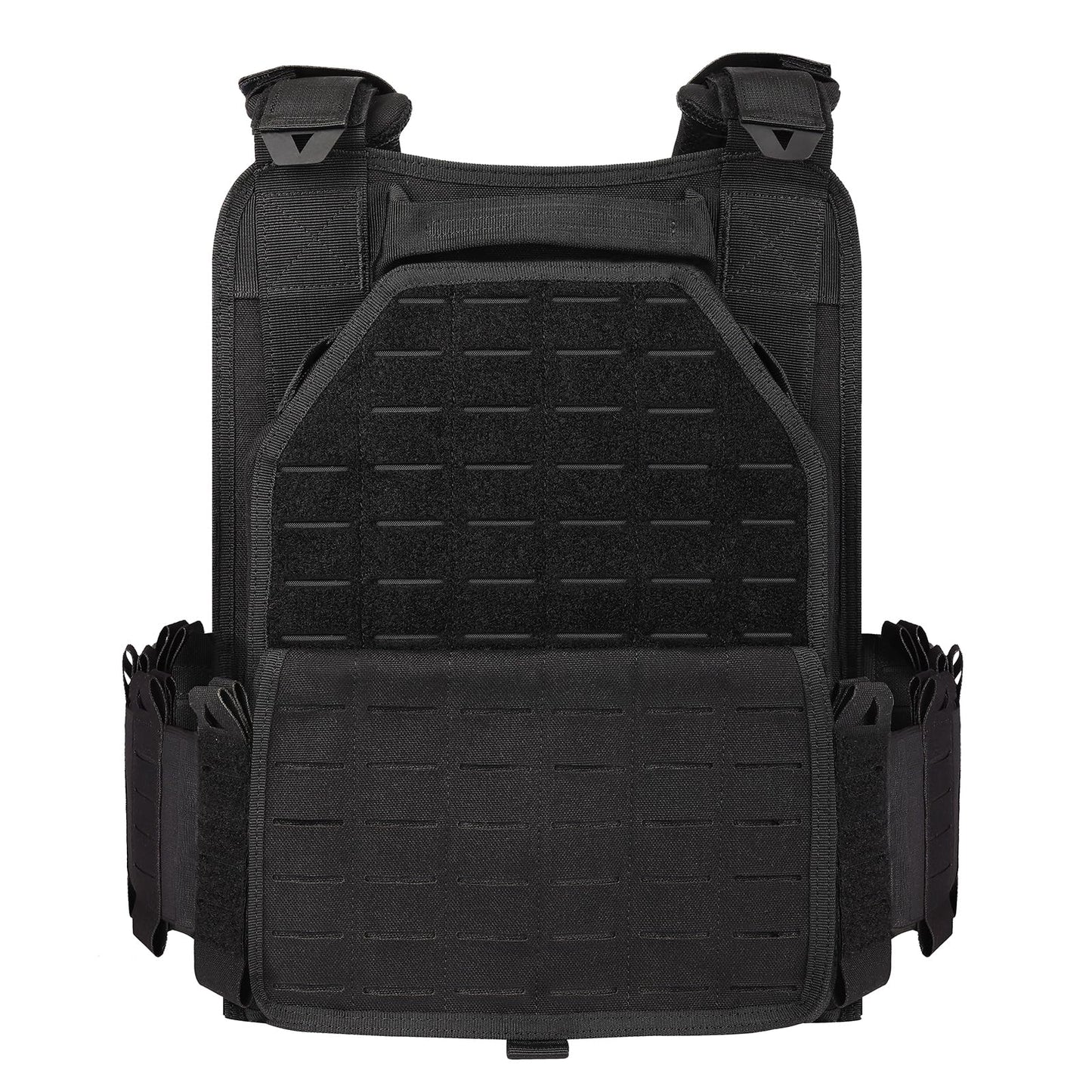 YAKEDA Tactical Outdoor Vest for Men /1000D Nylon Quick Release Laser-Cutting Modular Lightweight Vest (Black2.0)