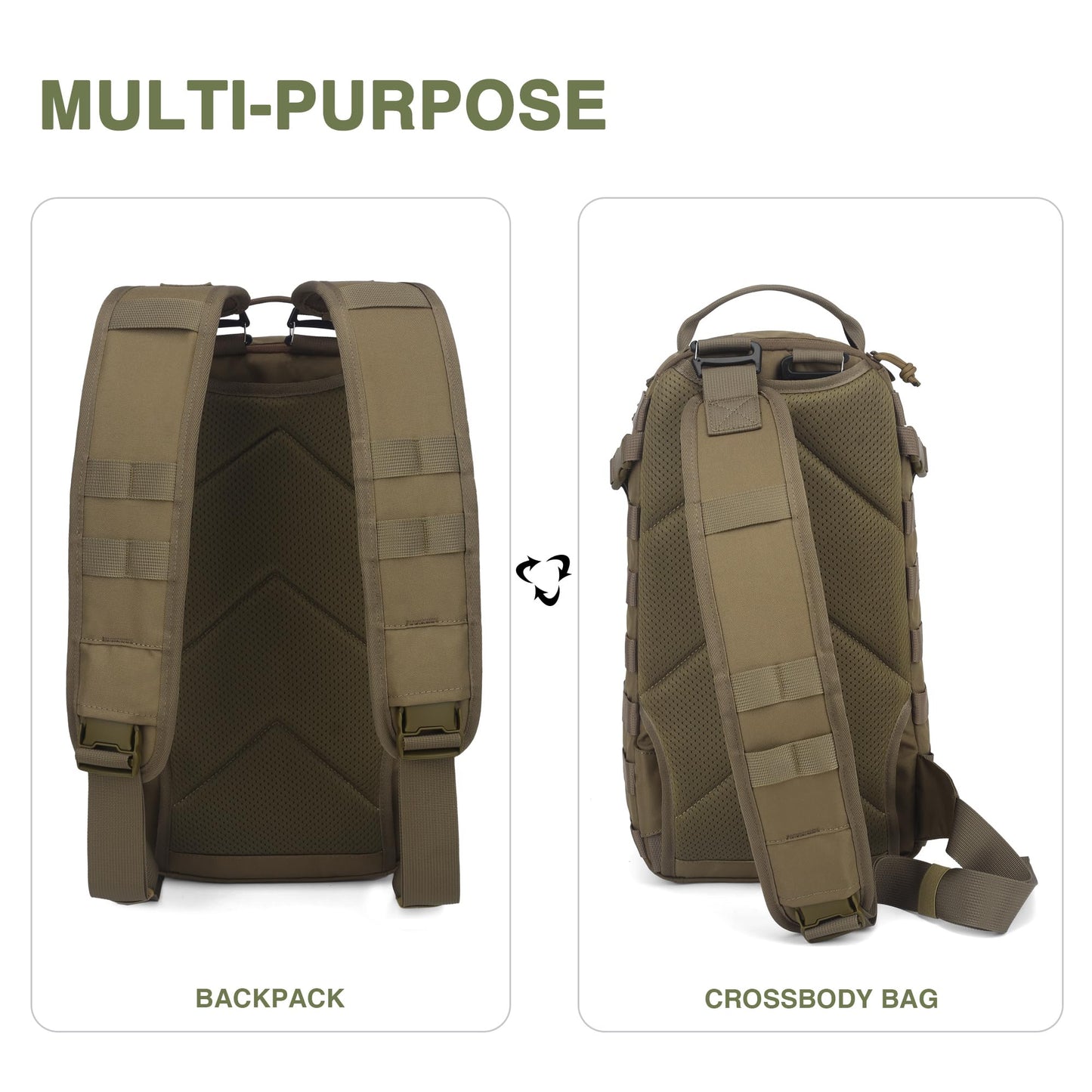 Mardingtop 15L Tactical Backpack, Small Molle Sling Bag for Men, Military Rucksack Crossbody Bag for Hiking Travel