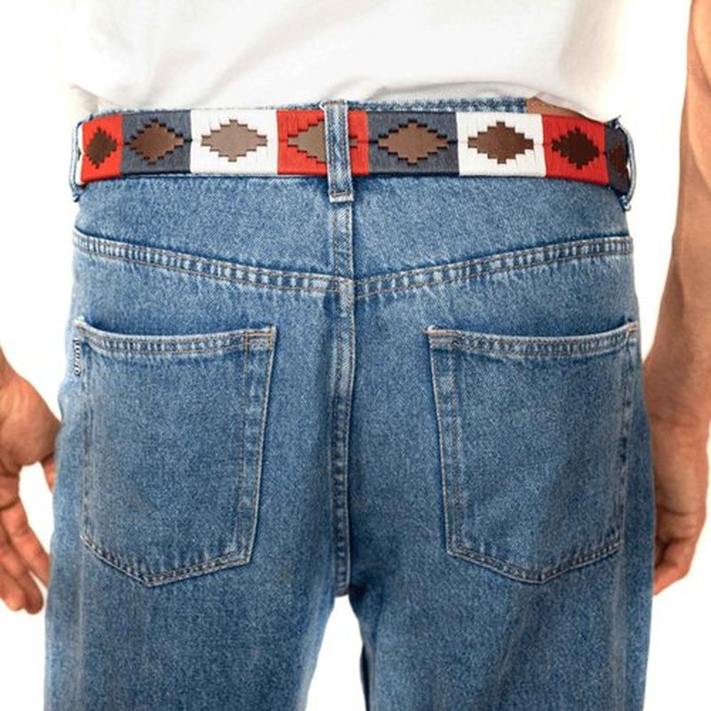 GauchoLife Interchangeable Hand-Stitched Polo Belt - Crafted from full-grain bridle leather (Flag, 40)