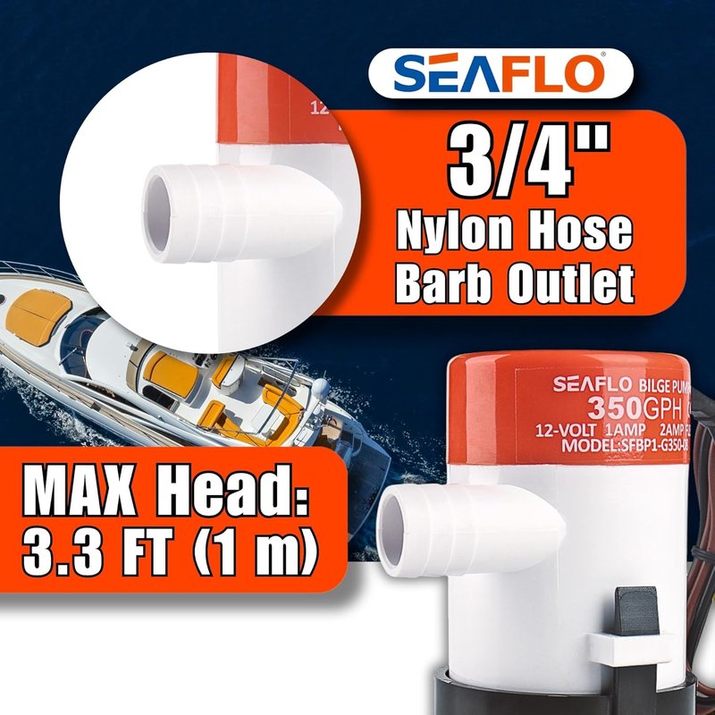 SEAFLO 01 Series 350 GPH Bilge Pump - 12V Marine Submersible with Anti-Airlock Protection | 4-Year Warranty