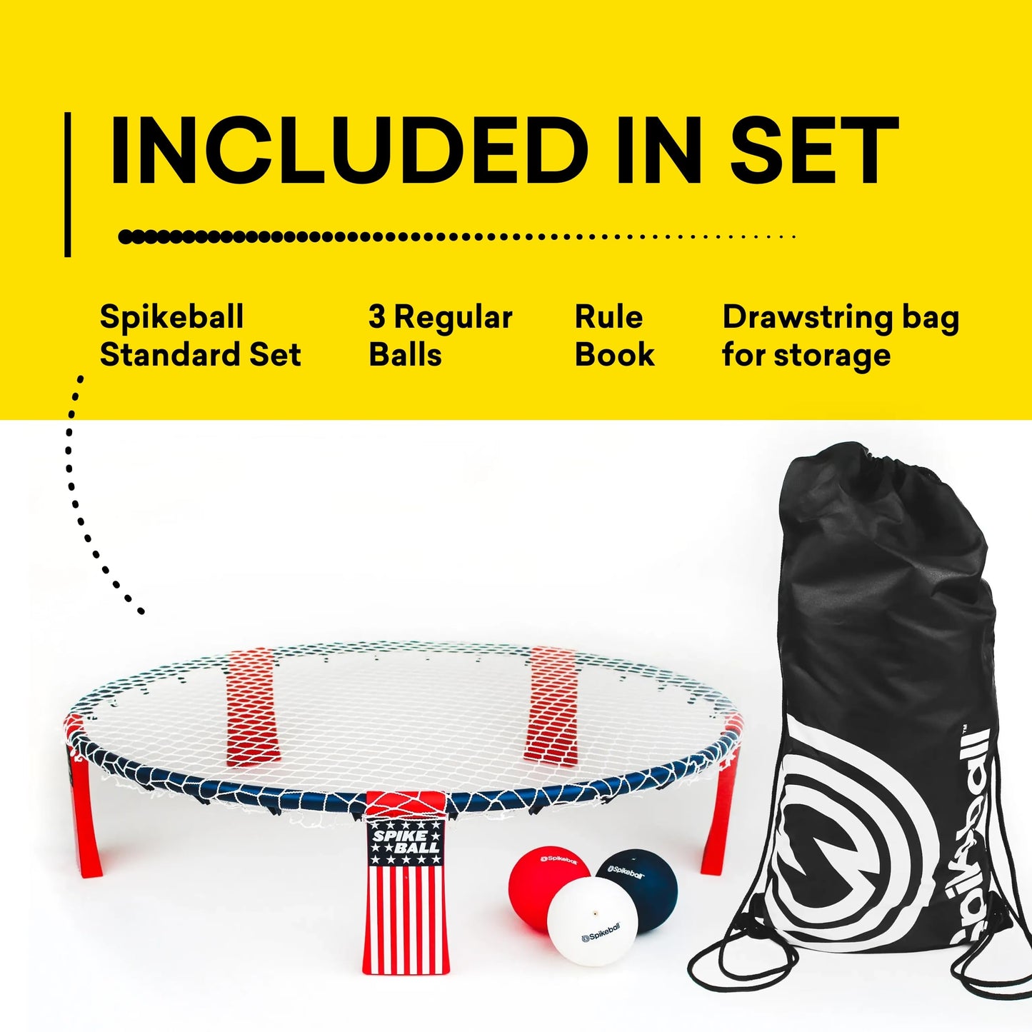 Spikeball Original, Roundnet Game, Includes 3-Balls, Carrying Bag, and Rule Book, Stars and Stripes Edition