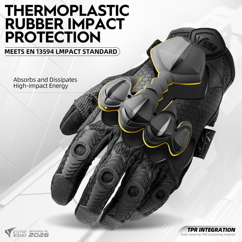 ZUNE LOTOO Tactical Gloves for Men, Black Touchscreen Motorcycle Gloves with Finger Impact Protection & Palm Padded, Safety Work Gloves for Paintball Airsoft Range Cycling Hiking Climbing Medium