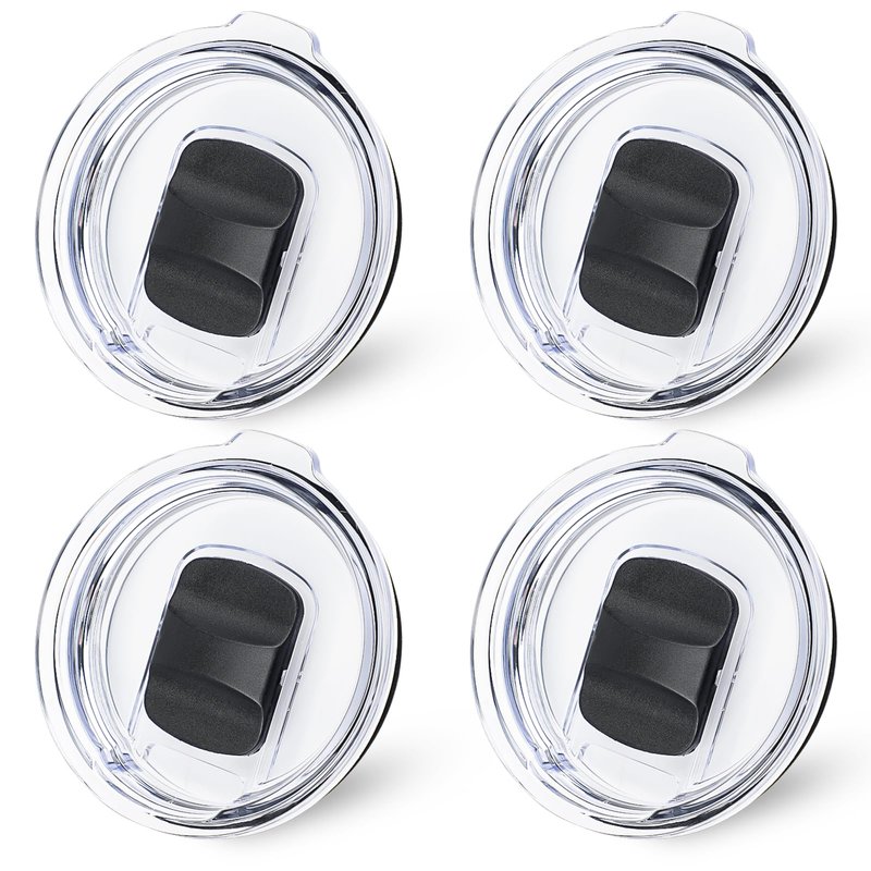 20 oz Tumbler Lid for Yeti, 4 Pcs Magnetic Replacement Lids for Yeti Rambler 20 oz Tumbler, 10/24 oz Mug and 10 oz Lowball, Travel Spill Proof Cup Lids Covers with Magnetic Slider Switch, BPA Free