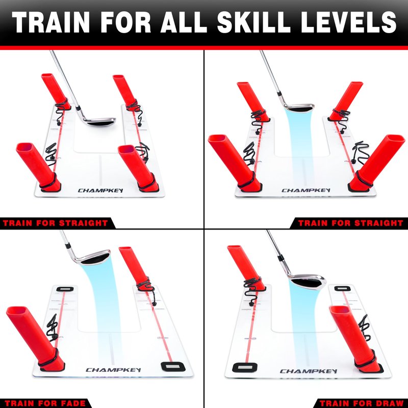 CHAMPKEY Magnetic Golf Swing Trainer - Swing Plane Training Aid - Improve Swing Accuracy and Skills for Indoor and Outdoor Training (Red)