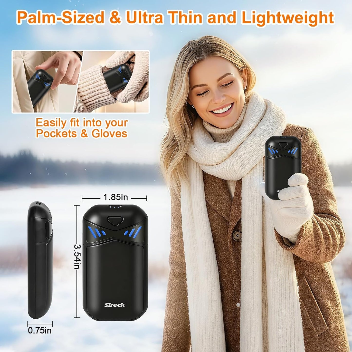Rechargeable Hand Warmers - 6000mAh Electric Heat Up to 131℉ | 18-Hour Portable Pocket Heater for Camping & Daily Use