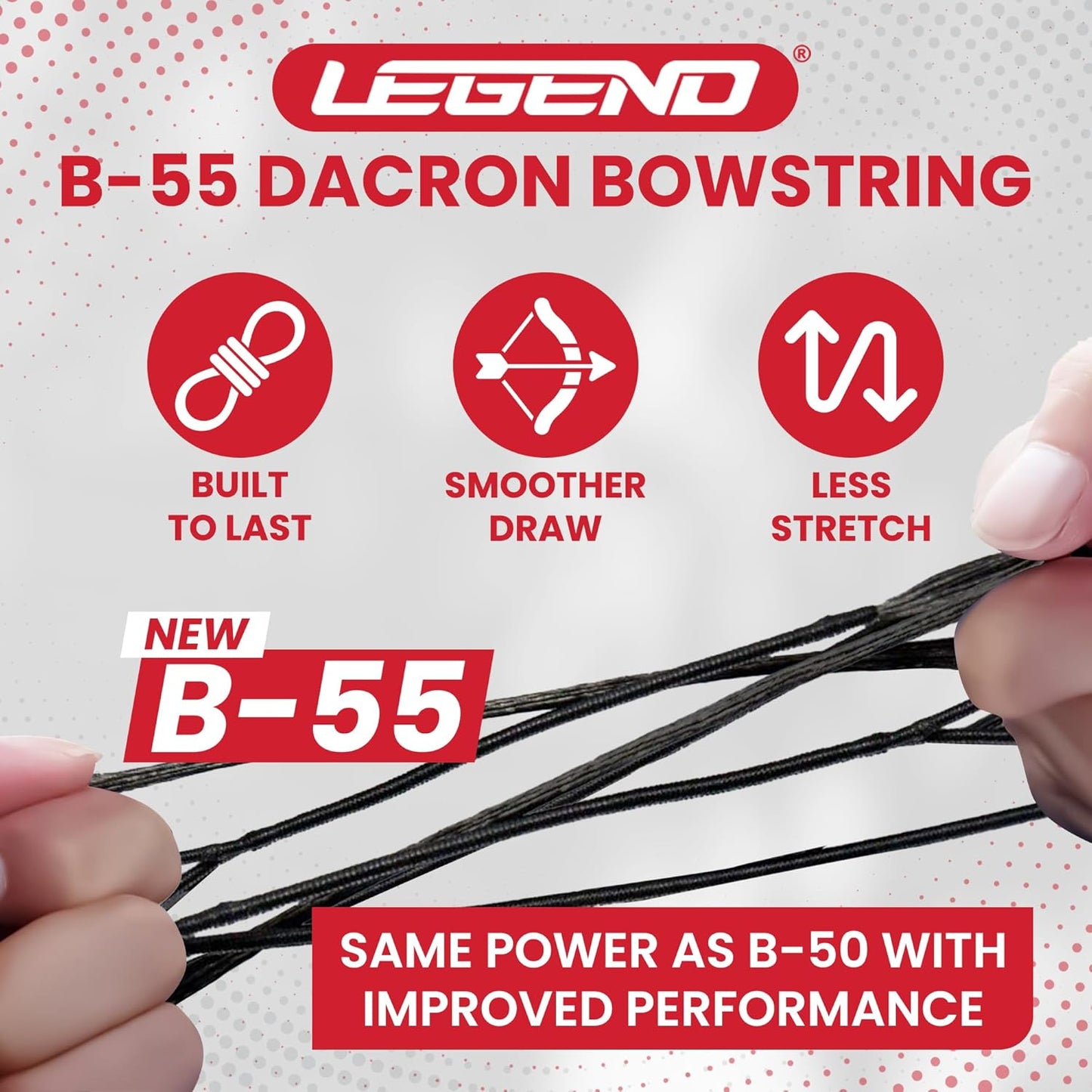 Legend Recurve Bow String - Durable Dacron Replacement for Traditional Bows - Fits 48in to 66in - 12-14-16 Strands