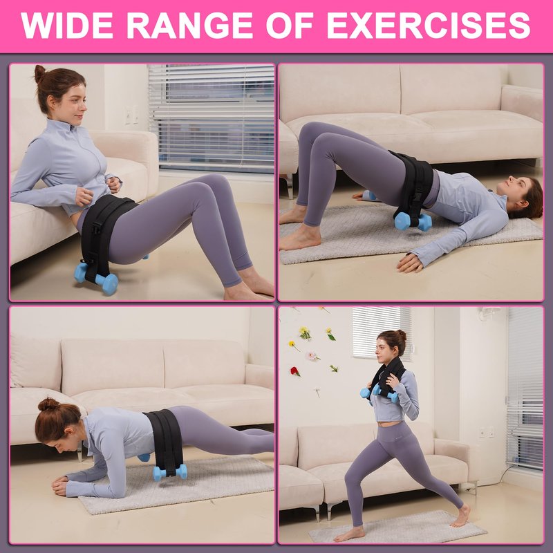 SOCASA Hip Thrust Belt with 5 Resistance Bands Set – Slip-Resistant Padding for Glute Workouts, Adjustable Booty Belt for Dumbbells, Kettlebells, and Weight Plates, Home & Gym Glute Trainer (Black)