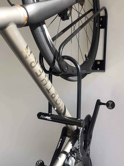 No Lift Premium Heavy Duty Vertical Bike Storage - Simple & Secure Wall Mounted Rack - Garage & Commercial Use - Road & Mountain Bikes