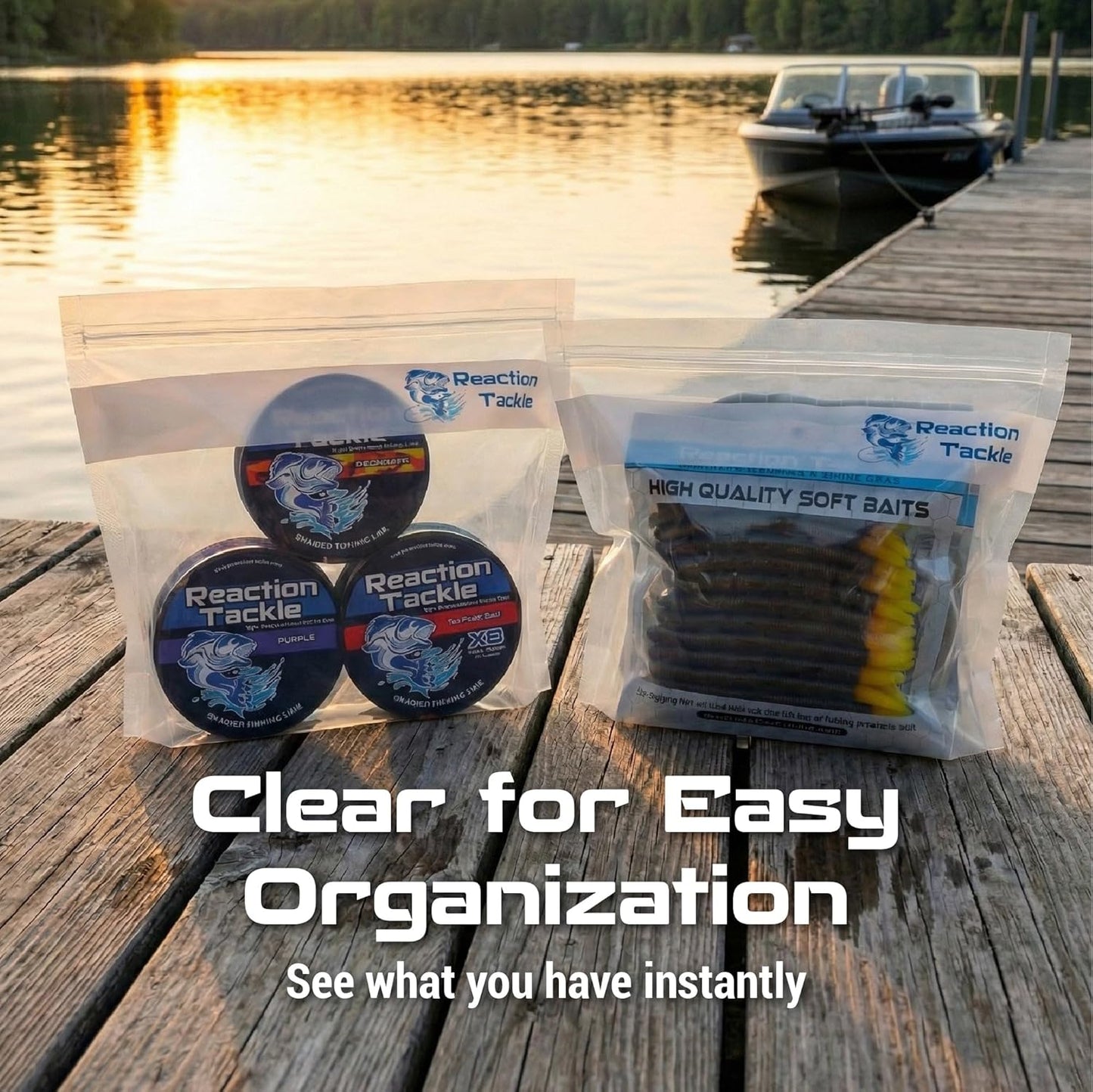 Clear Bait Bags for Soft Plastics - Resealable Fishing Organizer Pouches | Tear Resistant Storage for Lures & Worms