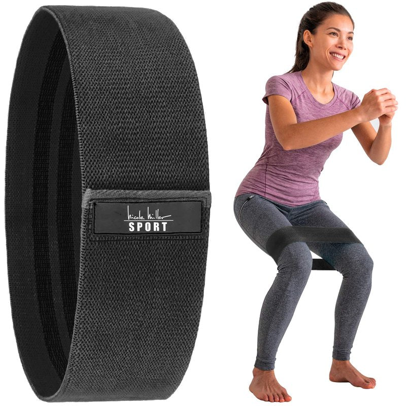Nicole Miller Booty & Hip Resistance Band Women Sports Fitness Band for Squat Glute Hip Training Non-Slip Elastic Workout Bands Black