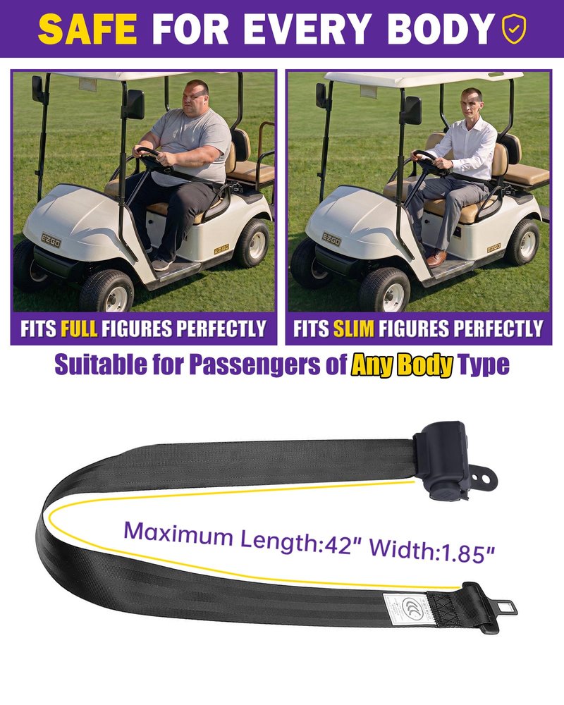 Golf Cart Seat Belt kit with Bracket Fit Front Rear, Universal Retractable Seat Belts for 4 Passanger (2+2) Yamaha EZGO Club Car, Upgraded SeatBelts Golf Cart Accessories for TXT RXV Club Car DS