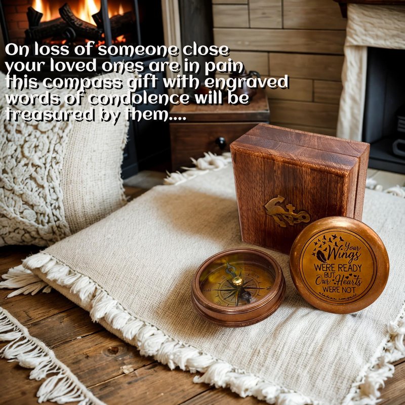 Memorial Gift for Condolence | Bereavement Sympathy Gift in Loving Memory of - Loss of Mother Father Son Daughter Loved One Grief - Remembrance Keepsake Gift Engraved Compass