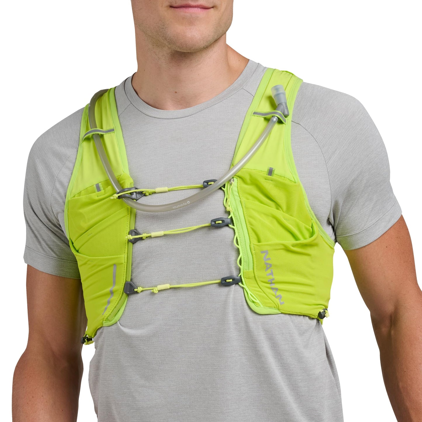 Nathan Hydration Vest 12L for Running & Hiking - Quick-Fit Adjustments, Breathable Mesh, 1.6L Insulated Bladder, Lightweight 8.8 oz - Pinnacle Pro - Finish Lime/Reflective Silver - Medium
