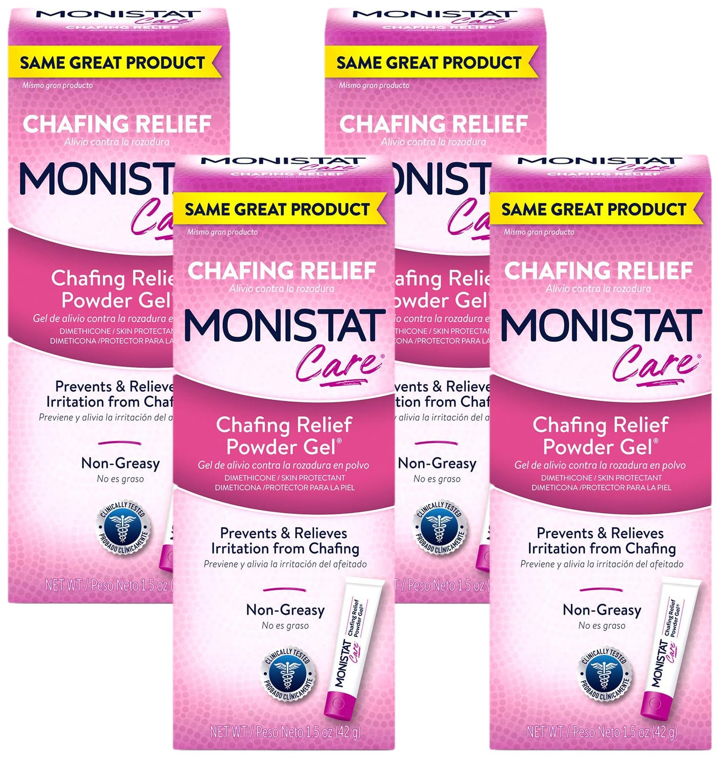 Monistat Care Chafing Relief Powder Gel, Anti-Chafe Protection (Pack of 4)