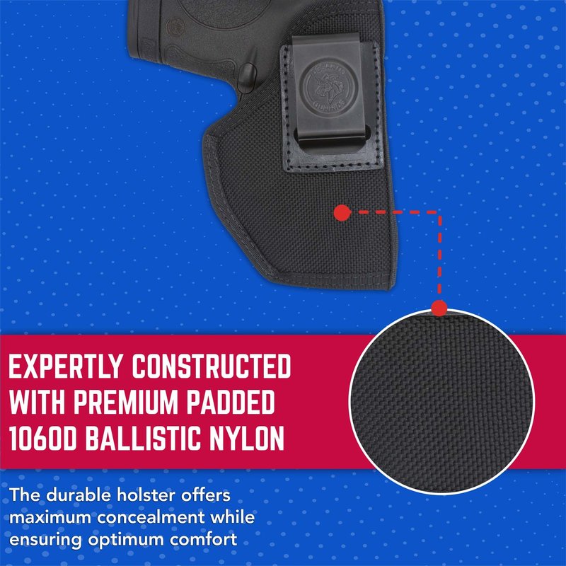Desantis Super Stealth Gun Holster, Inside The Waistband Holster, Fits Glock 26, 27, Taurus G2S, G2C, G3C, M&P CPT 9/40, Shield 9/40/45, Walther PPS, and PPSM2, Ambidextrous IWB Holster, Black