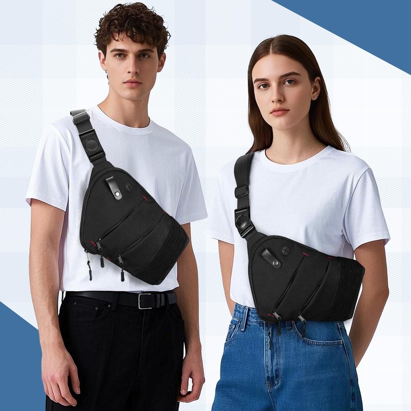 Smasrob Sling Bag for Men and Women, Crossbody Bag with Patches Area and Multiple Pockets (Bag Only), Black