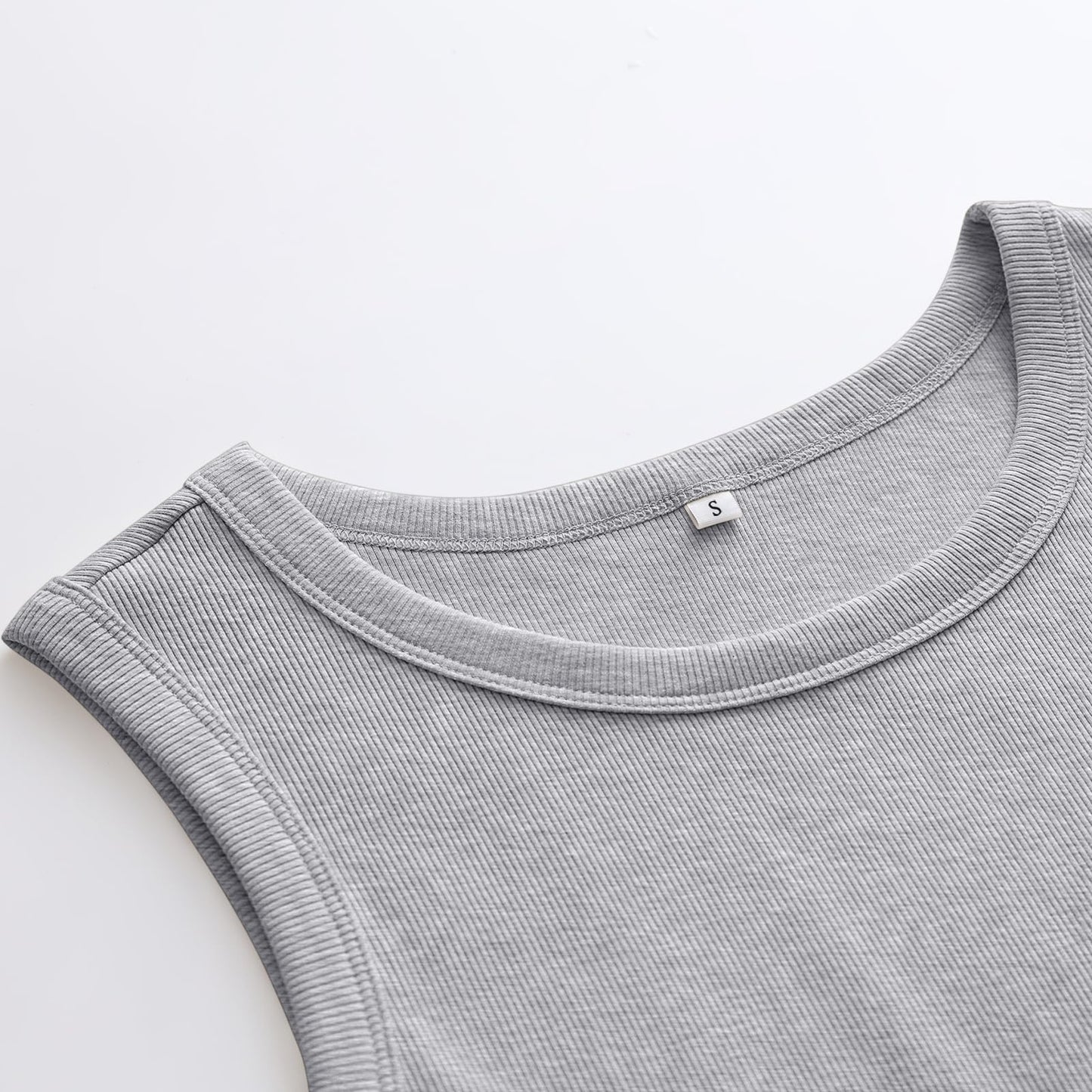 ANRABESS Womens Sleeveless High Neck Tank Tops Fashion Summer Casual Basic Slim Fit Ribbed Racerback Top Shirt Clothes Grey Large