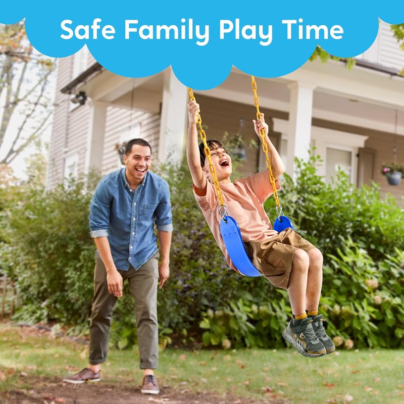 Outdoor Swing Set Replacement Kit - Heavy Duty Chains & 1 Seat for Kids | Blue