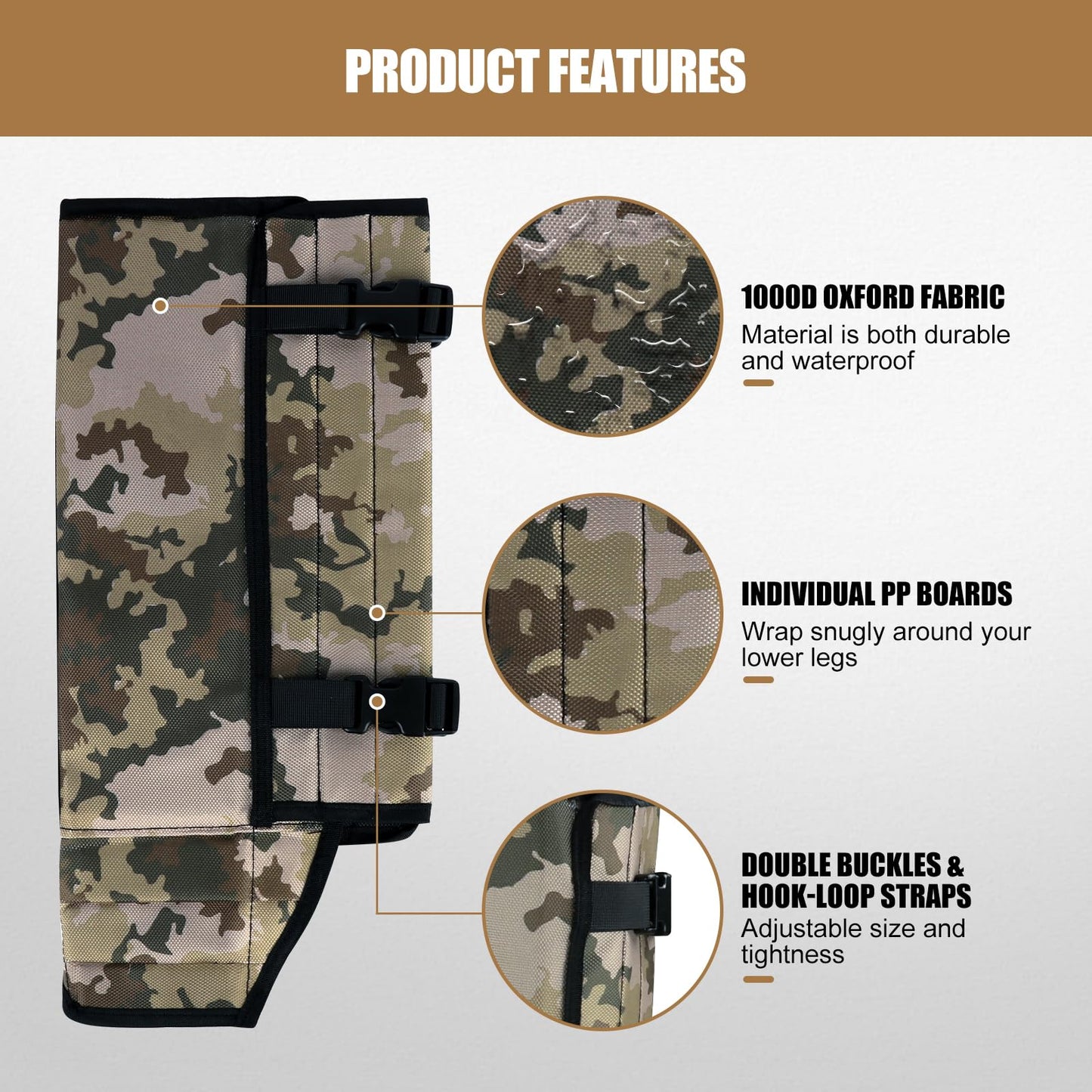 Panbofoda Snake Gaiters for Hunting,Waterproof Snake Guards,Snake Bite Protection for Lower Legs, Adjustable Size for Hunting Hiking and Farm