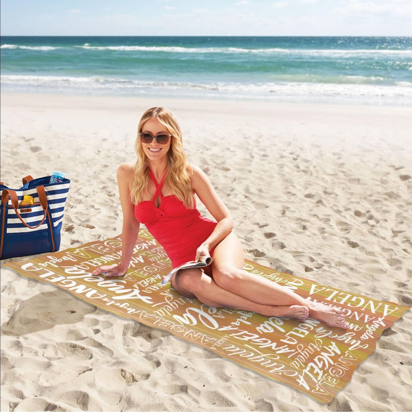 Esmtuaij Personalized Beach Towels for Kids and Adults, Custom Beach Towels with Name, Custom Quick-Drying Travel & Pool & Beach Towels,Customized Gifts for Women & Men & Children