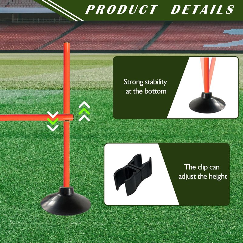 TNZMART 3.3 FT Agility Poles Adjustable Hurdles for Soccer Football Speed Training Equipment Track and Field (3 Groups, Orange)
