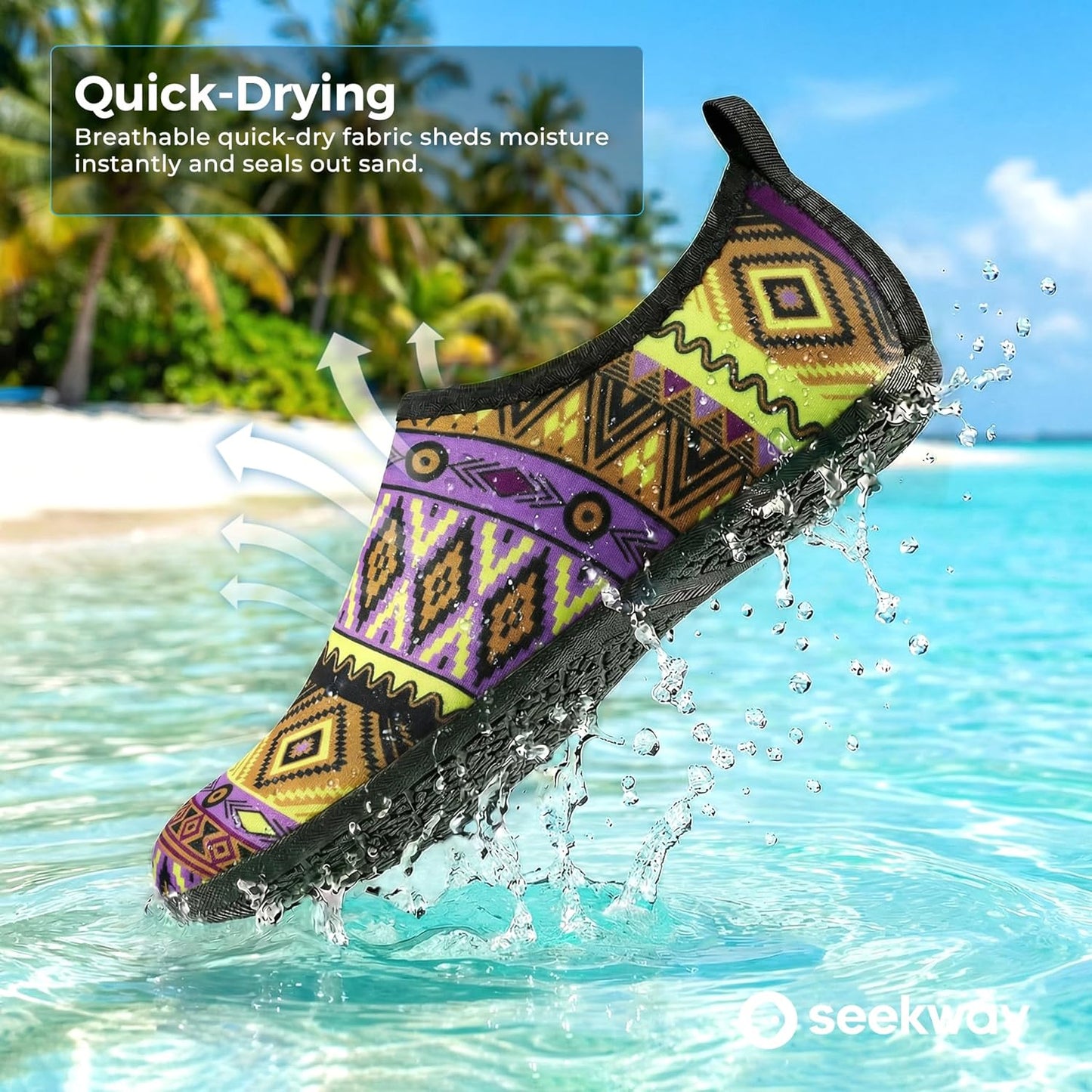 Water Shoes for Men & Women - Quick-Dry Aqua Socks | Non-Slip Barefoot Design for Beach, Swim, Pool & River - Black
