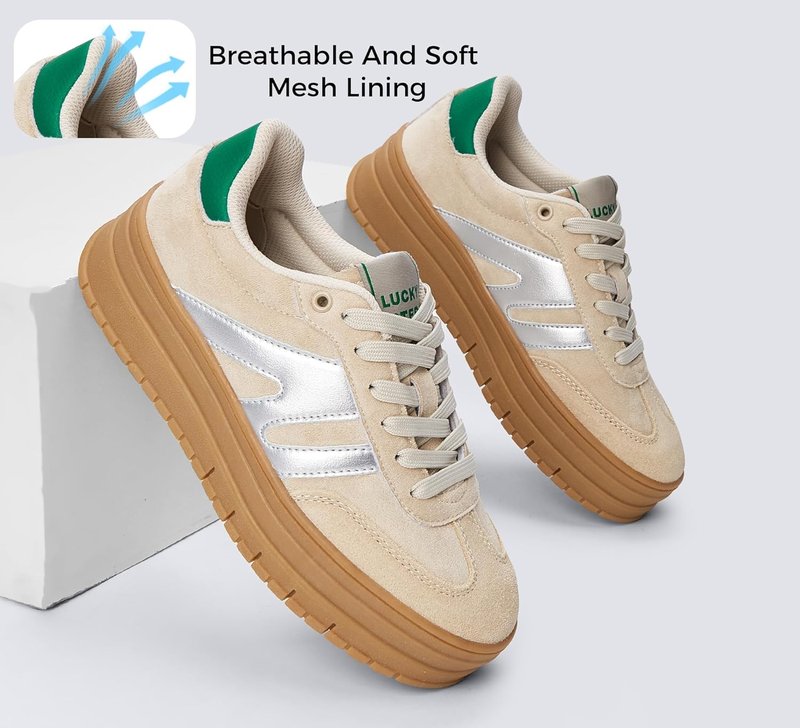 Women's Platform Sneakers - Retro Rubber Low Top Casual Tennis Shoes | Thick Sole Fashion
